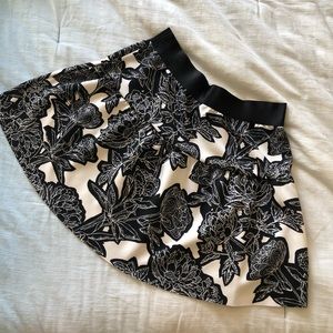 Black and white floral skirt